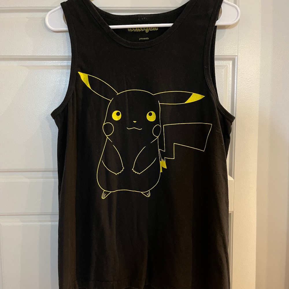Welovefine Men's Tank Top Pokemon Pikachu Black/yellow Medium